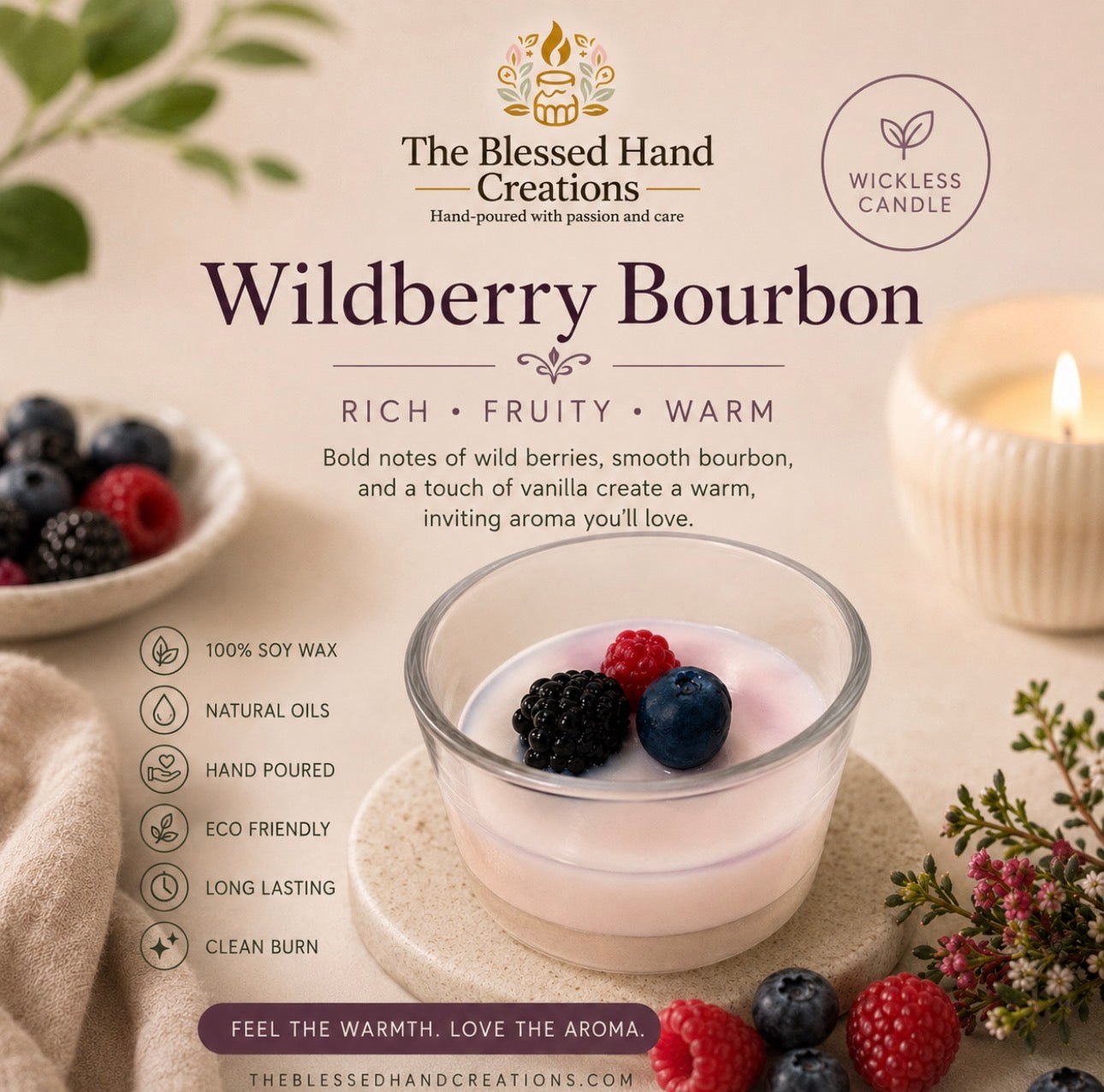 Wildberry Bourbon (Wick-less Candle)